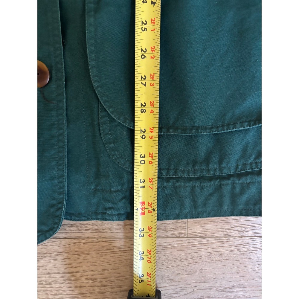 Lands End Mens Barn Jacket Forest Green Cotton Canvas Plaid Lined Chore Coat L - Picture 8 of 11